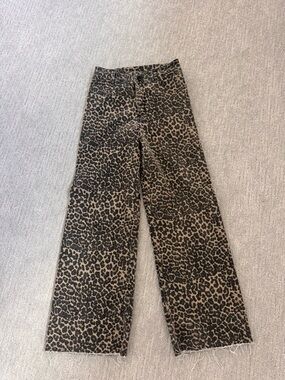 Leopard Print Wide-Leg Jeans - Black & Brown